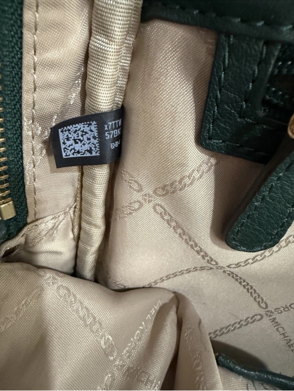 Michael Kors Green Pebbled Leather Backpack Gold Hardware Zipper Inner pocket - Picture 8 of 10
